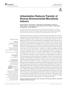 Urbanization Reduces Transfer of Diverse Environmental Microbiota Indoors