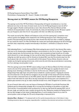 09 WEC Season for CH Racing Husqvarna