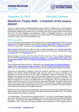 Nebelhorn Trophy 2020 – a Kickstart of the Season 2020/21