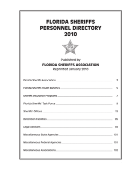 Florida Sheriffs Personnel Directory 2010