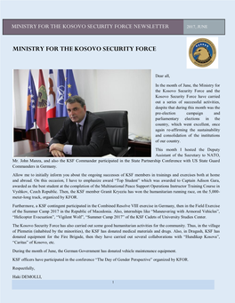 Ministry for the Kosovo Security Force Newsletter 2017, June