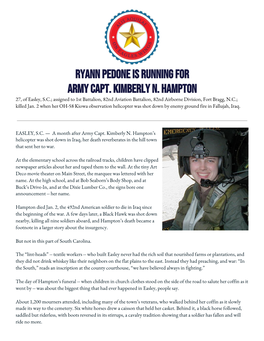 Ryann Pedone Is Running for Army Capt. Kimberly N. Hampton