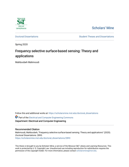 Frequency Selective Surface-Based Sensing: Theory and Applications