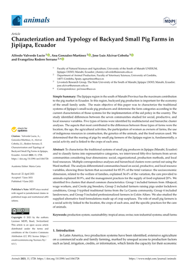 Characterization and Typology of Backyard Small Pig Farms in Jipijapa, Ecuador