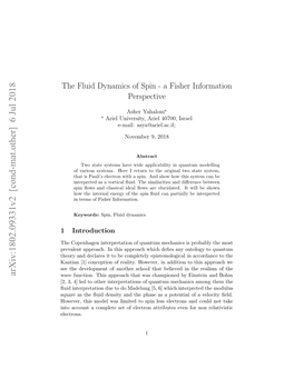 The Fluid Dynamics of Spin-A Fisher Information Perspective