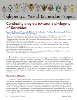 Continuing Progress Towards a Phylogeny of Tachinidae by John O