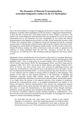 The Dynamics of Material Transnationalism: Australian Indigenous Authors in the US Marketplace