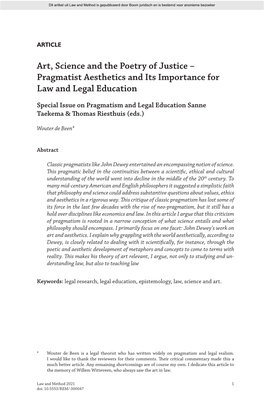 Pragmatist Aesthetics and Its Importance for Law and Legal Education