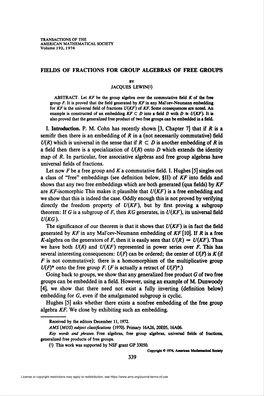 FIELDS of FRACTIONS for GROUP ALGEBRAS 341 + Ms