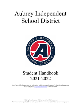 2017-18 Annotated TASB Model Student Handbook