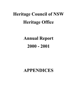 Heritage Council of NSW Heritage Office Annual Report 2000
