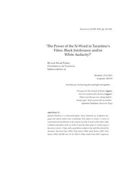 'The Power of the N-Word in Tarantino's Films: Black Intolerance