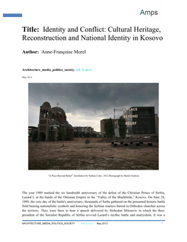 Title: Identity and Conflict: Cultural Heritage, Reconstruction and National Identity in Kosovo