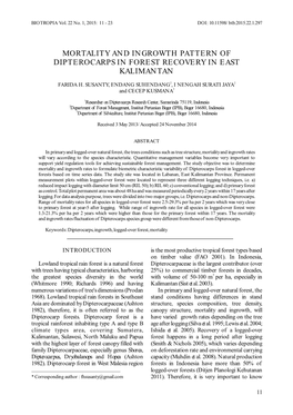 Mortality and Ingrowth Pattern of Dipterocarps in Forest Recovery in East Kalimantan