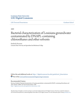 Bacterial Characterization of Louisiana Groundwater Contaminated By
