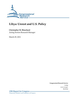 Libya: Unrest and U.S