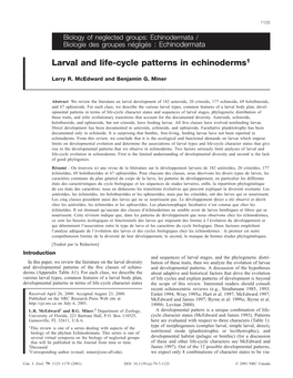 Larval and Life-Cycle Patterns in Echinoderms1