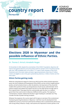 Elections 2020 in Myanmar and the Possible Influence of Ethnic Parties