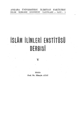 I S LAM Ilimleri Enstitüsü DERGISI