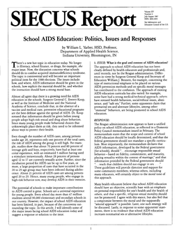 School AIDS Education: Politics, Issues and Responses by William L