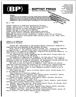 5, 1995 ATLANTA--Committeeon Committees Announced by Jim Henry