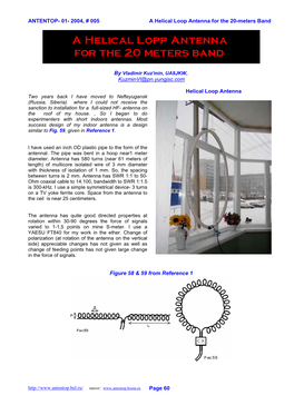 A Helical Loop Antenna for the 20-Meters Band