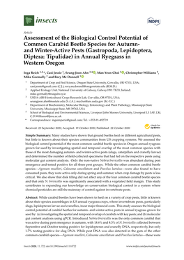 Assessment of the Biological Control Potential of Common Carabid