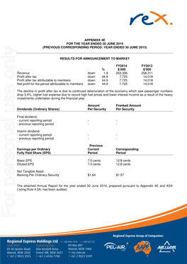 Regional Express Value Statement LAST MAN STANDING