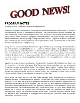 PROGRAM NOTES by Joshua S