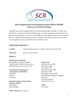 Summary of DSEIR Public Meetings