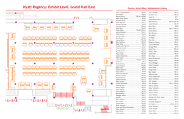 Hyatt Regency: Exhibit Level, Grand Hall East Comics Artist Alley: Alphabetical Listing