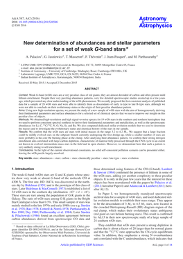 New Determination of Abundances and Stellar Parameters for a Set of Weak G-Band Stars