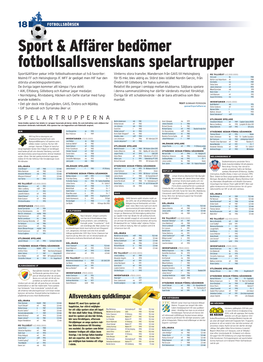 Sport & Affärer Bedömer Fotbollsallsvenskans Spelartrupper