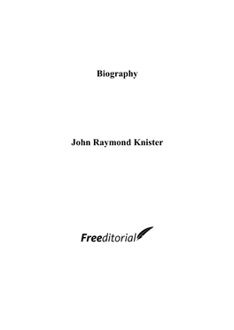 Biography John Raymond Knister