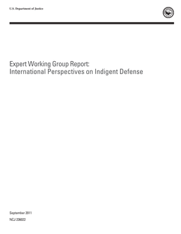 Expert Working Group Report: International Perspectives on Indigent Defense