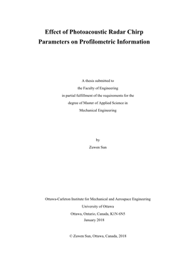 Effect of Photoacoustic Radar Chirp Parameters on Profilometric Information