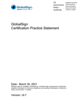 Globalsign Certification Practice Statement