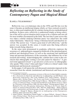 Reflecting on Reflecting in the Study of Contemporary Pagan and Magical Ritual