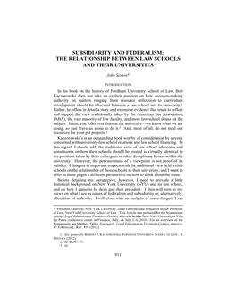 Subsidiarity and Federalism: the Relationship Between Law Schools and Their Universities