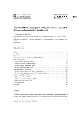 Zootaxa 239: 1-43 (2003) ISSN 1175-5326 (Print Edition) ZOOTAXA 239 Copyright © 2003 Magnolia Press ISSN 1175-5334 (Online Edition)