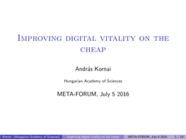 Improving Digital Vitality on the Cheap