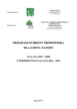 Program Ochrony Środowiska Dla Gminy Zatory