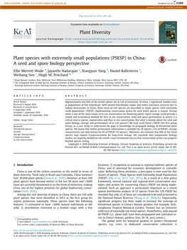 Plant Species with Extremely Small Populations (PSESP) in China: a Seed and Spore Biology Perspective