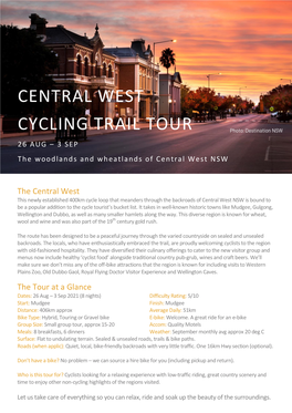 CENTRAL WEST CYCLING TRAIL TOUR 26 AUG – 3 SEP the Woodlands and Wheatlands of Central West NSW