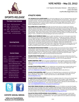 Sports Release