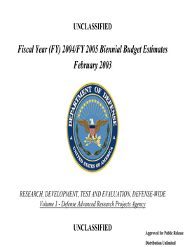 2004/FY2005 Biennial Budget Estimates