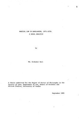 Martial Law in Bangladesh, 1975-1979: a Legal Analysis