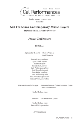 San Francisco Contemporary Music Players Steven Schick, Artistic Director