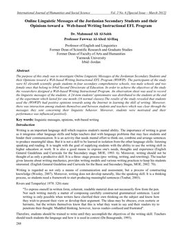 Linguistic Behaviors of the Jordanian Secondary Students and Their