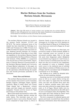 Marine Molluscs from the Northern Mariana Islands, Micronesia